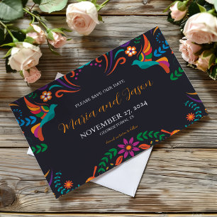 Save The Date Mexique noir coloré Floral Nuestra Boda Mariage