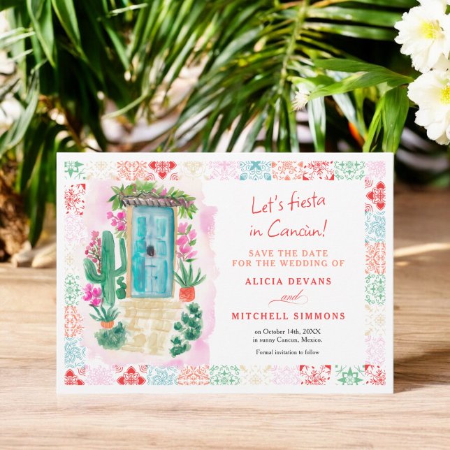 Save The Date Mexique tropical de l'eau destination mariage (Mexico tropical watercolor destination wedding save the date)