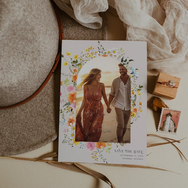 Save The Date Mi-été | Flores romantiques d'automne Photo (Créateur téléchargé)