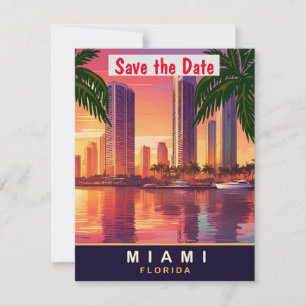 Save The Date Miami waterfront, Floride, Travel Postcard,