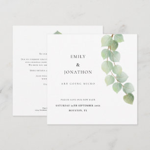 Save The Date Micro Mariage Eucalyptus Botanique Enregistrer La