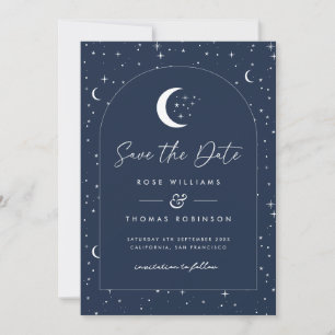 Save The Date Midnight Blue Celestial Arched Enregistrer La Date