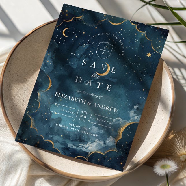 Save The Date Midnight Constellation Floral Wedding (Créateur téléchargé)