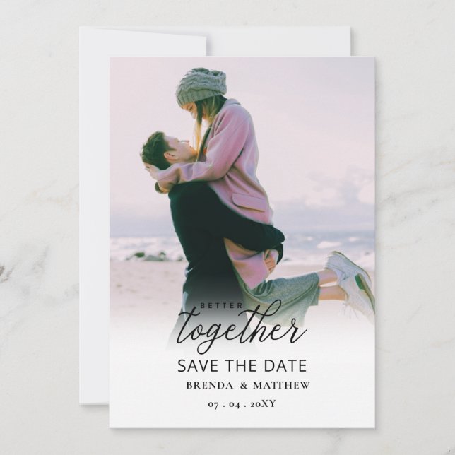 Save The Date Mieux Ensemble Calligraphie Script Photo (Devant)