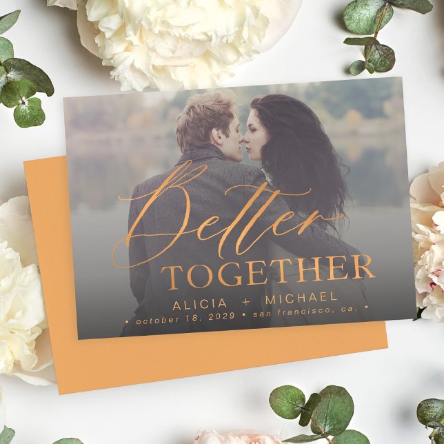 Save The Date Mieux ensemble rouille oranges script mariage phot (Créateur téléchargé)