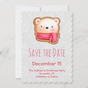 Save The Date Mignonne Ours Face Rouge Écharpe et Joues Rosy