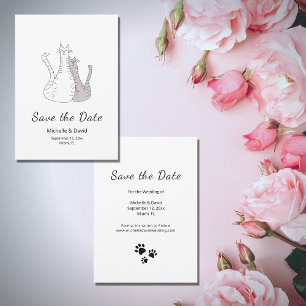Save The Date Mignons chats Dessin Mariage simple Enregistrer la