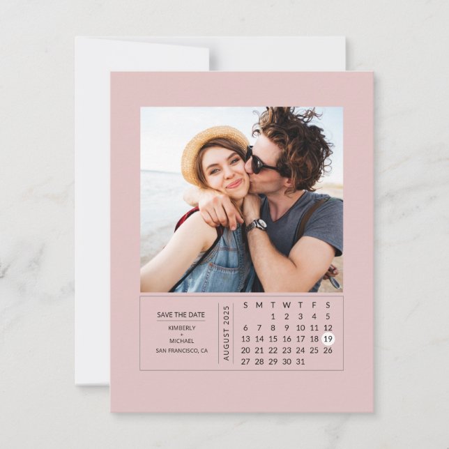Save The Date Mini calendrier minimal moderne Enregistrer la pho (Devant)