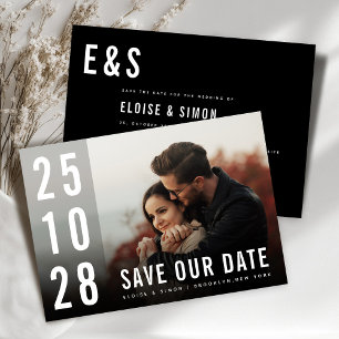 Save The Date Mini moderne Grand Gras Monogramme Photo QR Code