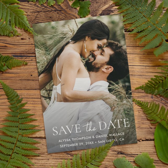 Save The Date Mini-nom personnalisé complet Un site photo (Modern minimalist save the date wedding photo card with wedding website)