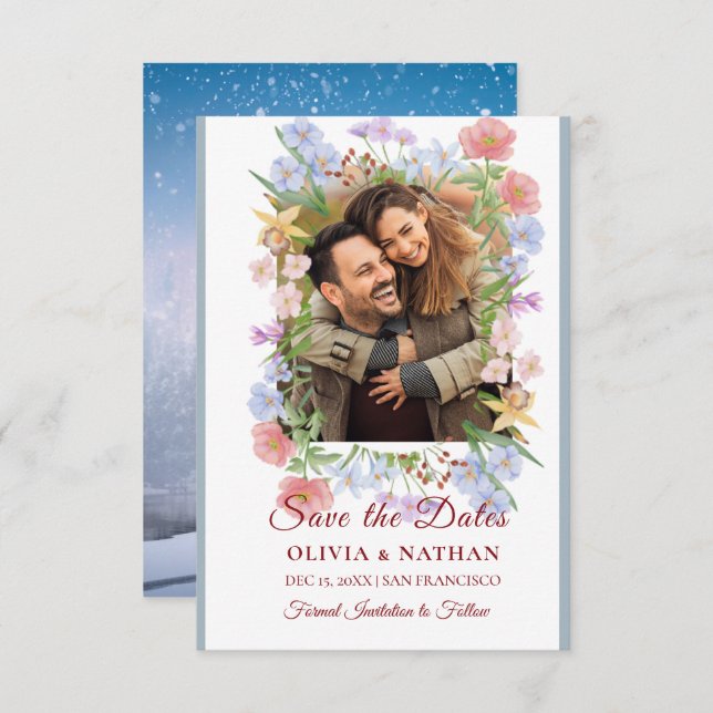 Save The Date Minimal Elegant Text & Photo Design / Wedding  (Devant / Derrière)