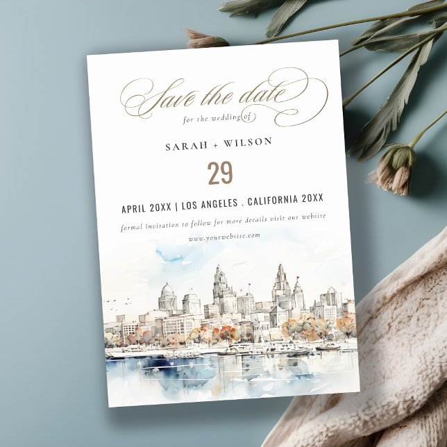 Save The Date Minimal Kansas City Missouri Watercolor Mariage (Créateur téléchargé)