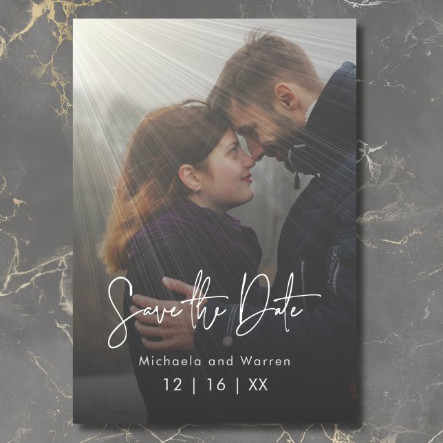 Save The Date Minimal moderne Sunrays Photo Enregistrer la date (Minimal Sunrays Photo Save the Date)