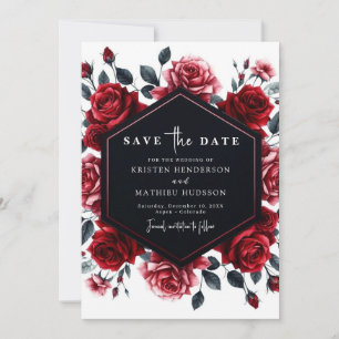 Save The Date Minimal Romance Crimson Mariage rouge