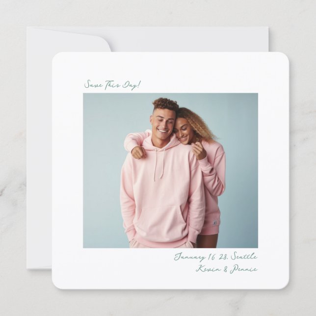 Save The Date minimal sage green Insta Film Photo Wedding  (Devant)