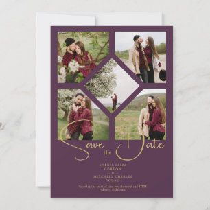 Save The Date Minimal simple Mariage fantaisie 5 photos Collage
