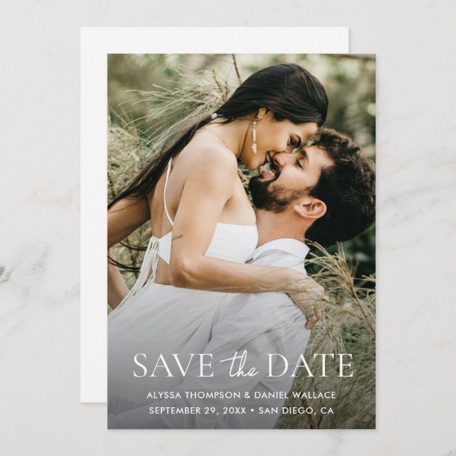 Save The Date Minimal une photo moderne code QR site mariage (Devant / Derrière)