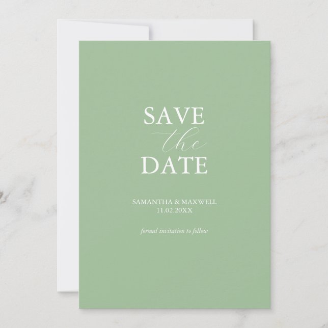 Save The Date Minimal vert de la taille moderne (Devant)