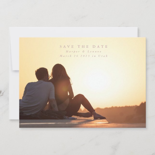 Save The Date Minimalisme Élégant Simple Photo rose (Devant)