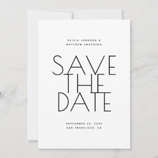 Save The Date Minimalist Back & White Wedding | Photo & QR Code