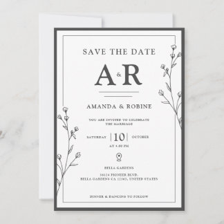 Save The Date Minimalist Black & White 