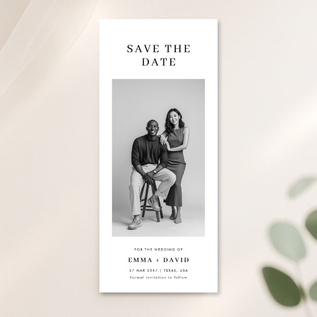 Save The Date Minimalist Classic Studio Photo Wedding Bookmark (Créateur téléchargé)