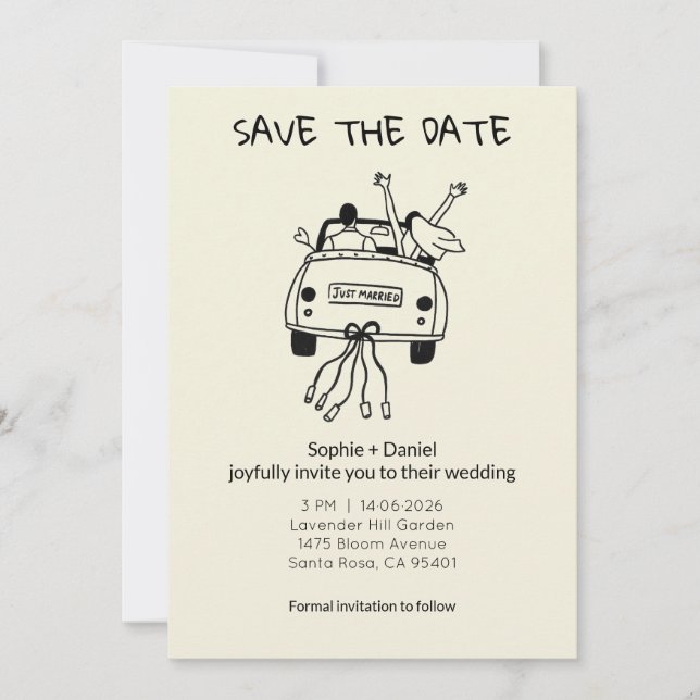 Save The Date Minimalist Hand-Drawn  (Devant)