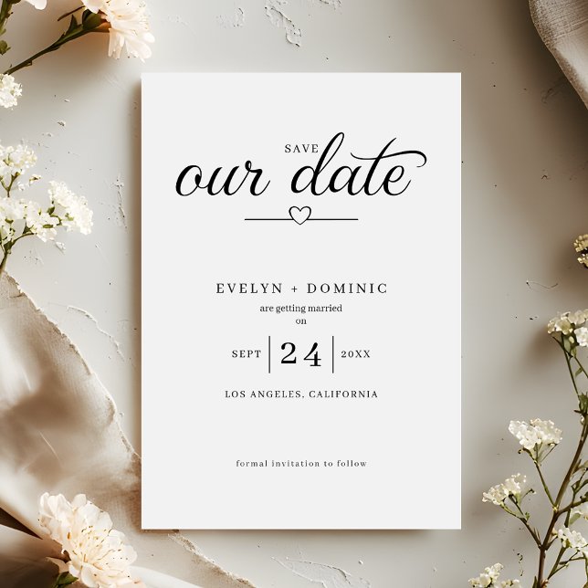 Save The Date Minimalist Heart Typography Elegant Wedding (Créateur téléchargé)