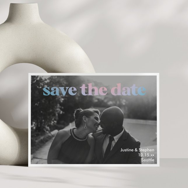 Save The Date Minimalist Pastel Gradient Overlay Wedding Trendy (Créateur téléchargé)
