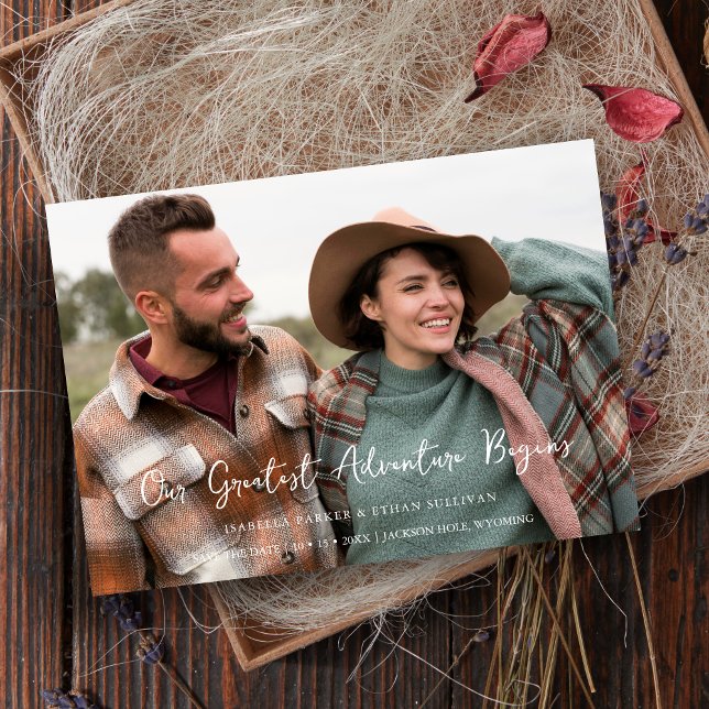 Save The Date  Minimalist Photo Card Modern Calligraphy Wedding (Minimalist Photo Card Modern Calligraphy Wedding Save the Date Card with Envelope. )