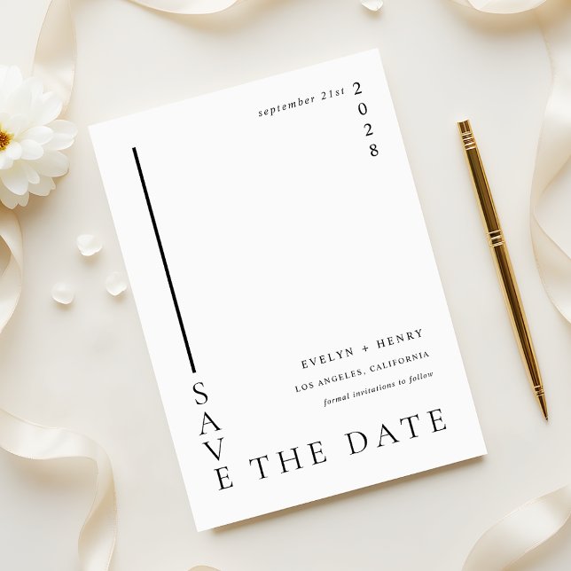 Save The Date Minimalist Simple Black Line Modern Wedding (Créateur téléchargé)