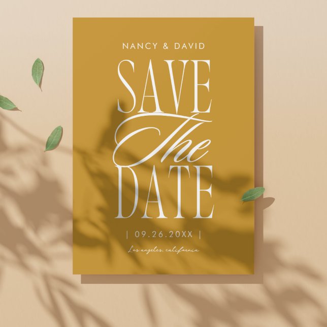 Save The Date Minimalist Simple Script Mustard Wedding   (Créateur téléchargé)