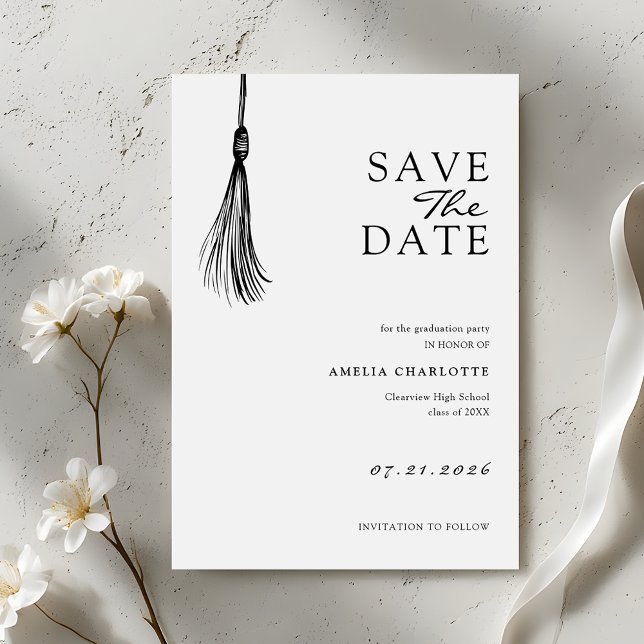 Save The Date Minimalist Tassel Graduation Party (Créateur téléchargé)