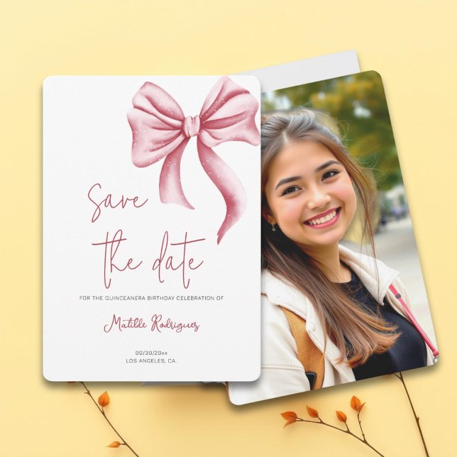 Save The Date Minimaliste Bow Quinceañera (Créateur téléchargé)