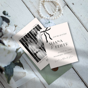 Save The Date Minimaliste Bow Whimsical Retro Mariage photo