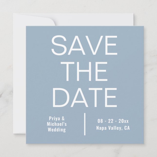 Save The Date Minimaliste Carré bleu foncé moderne (Devant)