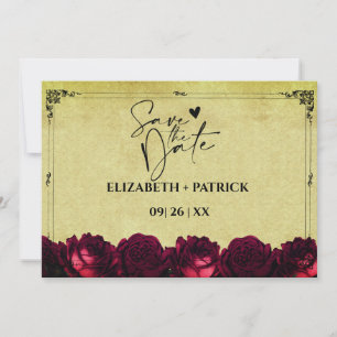 Save The Date Minimaliste chic, roses rouges, vintage