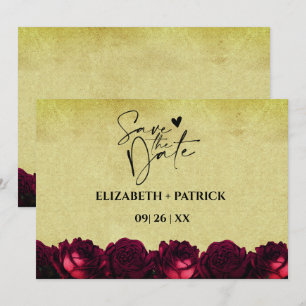 Save The Date Minimaliste chic, roses rouges, vintage
