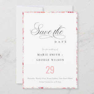 Save The Date Minimaliste Classique Moderne Blush Paisley Typogr