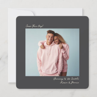 Save The Date minimaliste gris foncé Insta Film Photo Mariage