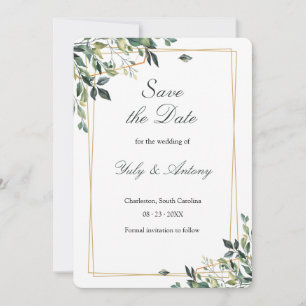 Save The Date Minimaliste Moderne Eucalyptus Vert