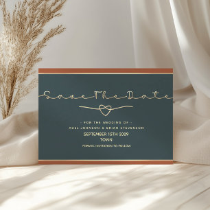 Save The Date Minimaliste Moderne Mariage Bleu Or