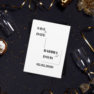 Save The Date Minimaliste moderne noir & blanc Enregistrer la ca
