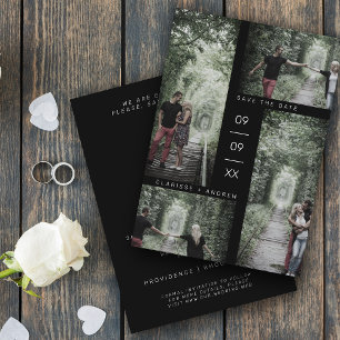 Save The Date Minimaliste moderne Quatre Photos Collage Mariage