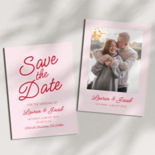 Save The Date minimaliste moderne rose et Mariage rouge