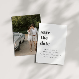 Save The Date Minimaliste noir blanc Rétro simple photo Mariage