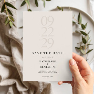 Save The Date Minimaliste noir et ivoire Mariage moderne