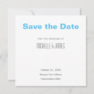Save The Date Minimaliste professionnel mariage moderne Sky Blue