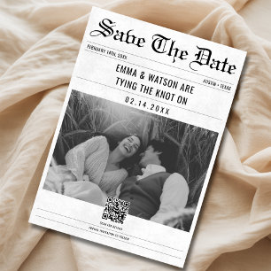Save The Date Minimaliste QR Code journal Vintage Mariage photo
