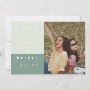 Save The Date Mint Color Block Photo Serez-Vous Ma Bridesmaid